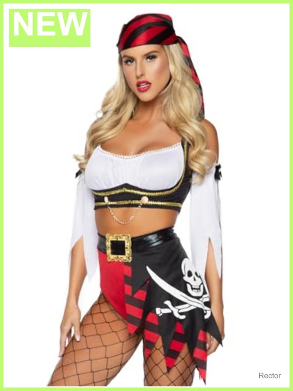 Wicked Pirate Wench 4 Piece Halloween Costume Crop Top Shorts Sleeves Scarf